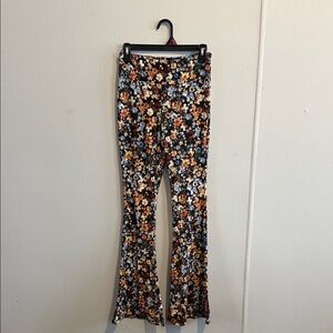 No Boundaries Black Floral Bell-Bottom Leggings